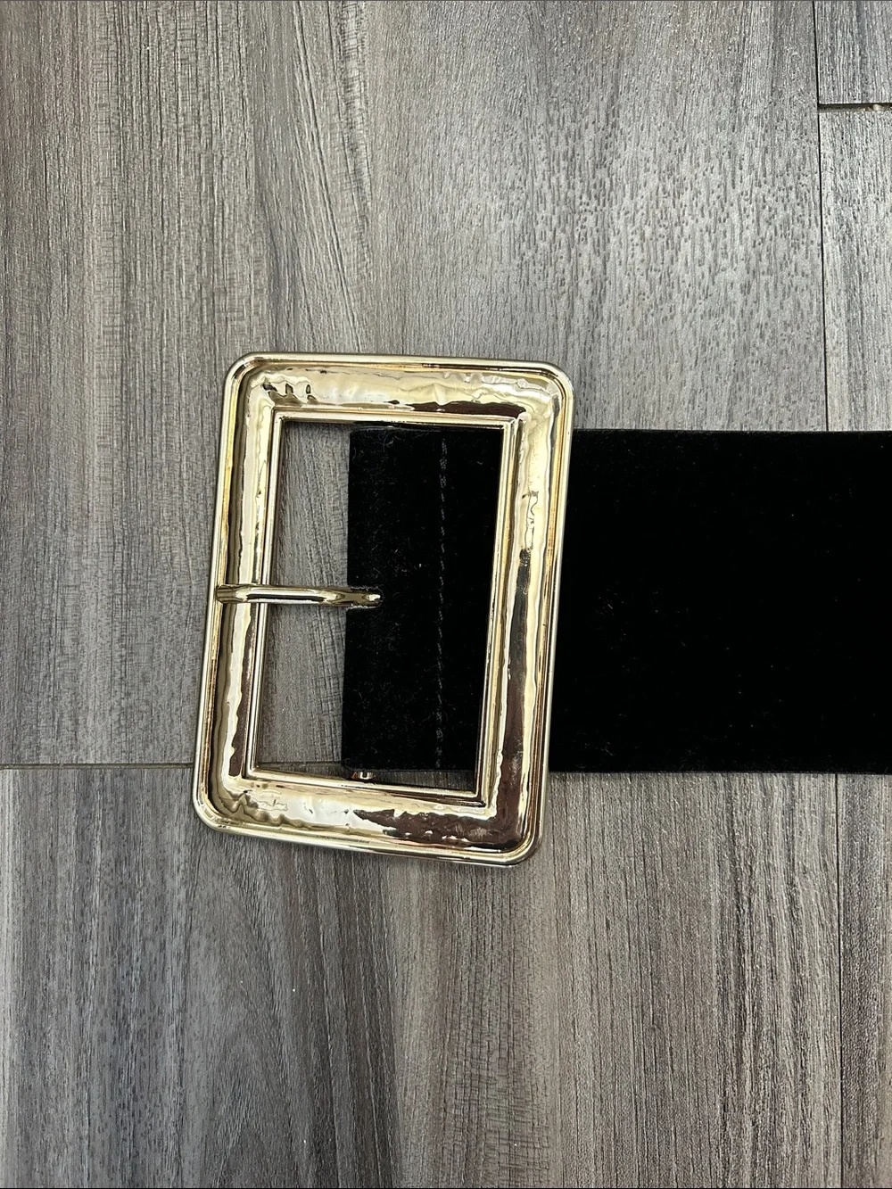Zara Black Fake Suede Belts with Gold & Black Buckles
